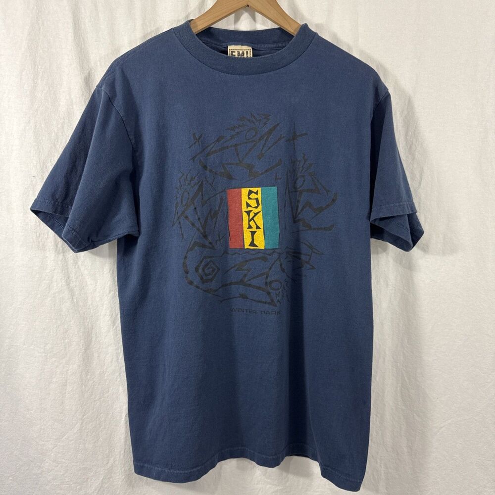 EMI Winter Park SKI Blue Cotton Shirt Mens Sz L Streetwear Outdoor Gorpcore 90s